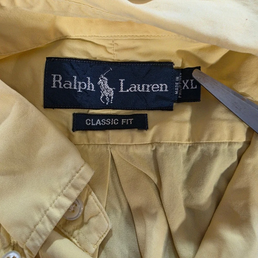 Polo Ralph Lauren Mens XL Classic Fit Yellow Button Down Shirt Long Sleeve Pony